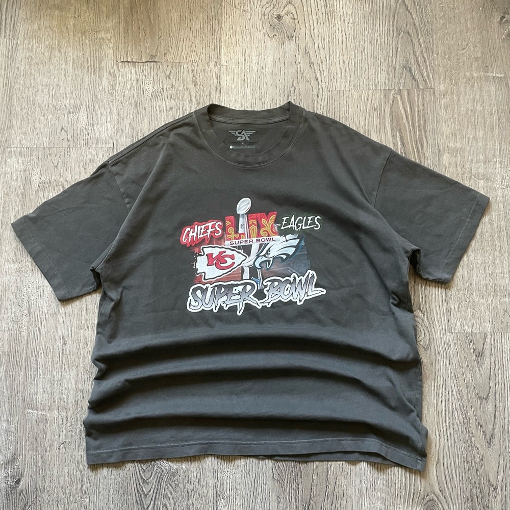 Y2K Super Bowl LVII chiefs vs eagles graphic tee faded black XL